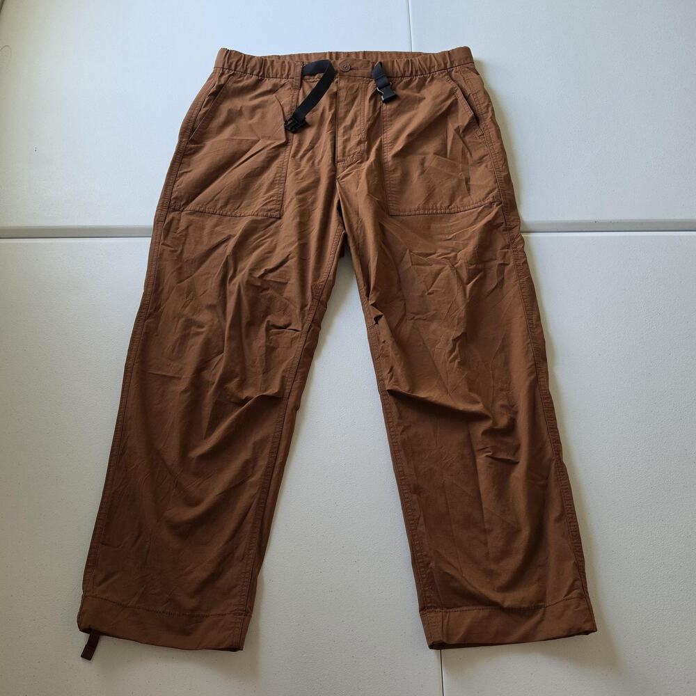 Gap Pants Women Large Brown Cargo Rip Stop Belted Elastic Waist Hiking Outdoor